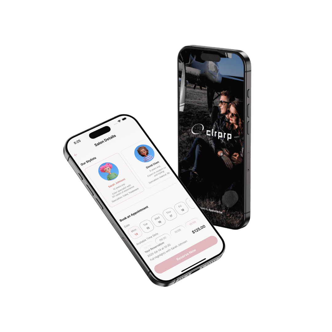 App mockup showing mobile interface